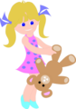Free Stock Photo: Illustration of a young girl with a teddy bear