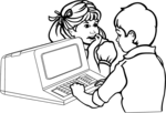 Free Stock Photo: Illustration of kids at a computer