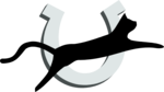 Free Stock Photo: Illustration of a cat jumping by a horseshoe