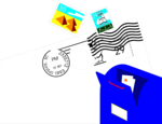 Free Stock Photo: Illustration of stamps, mail and a mailbox.