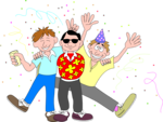 Free Stock Photo: Illustration of three guys at a party