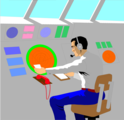 Free Stock Photo: Illustration of a man in a traffic control tower
