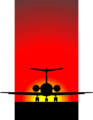 Free Stock Photo: Illustration of a silhouette of an airplane in the sunset