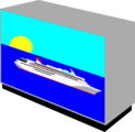 Free Stock Photo: Illustration of a cruise ship on the ocean on video screens