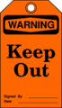 Free Stock Photo: Illustration of a keep out warning tag