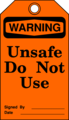 Free Stock Photo: Illustration of an unsafe warning tag