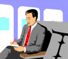 Free Stock Photo: Illustration of a business man sitting in an airplane