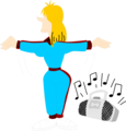 Free Stock Photo: Illustration of a woman doing aerobics with a radio