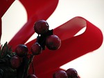 Free Stock Photo: Christmas red ribbon and berries