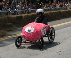 Free Stock Photo: A pink race car at the 2009 Red Bull Soap Box Derby in Atlanta, Georgia