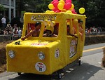 Free Stock Photo: A yellow race car at the 2009 Red Bull Soap Box Derby in Atlanta, Georgia