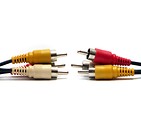 Free Stock Photo: A pair of audio video cable plug sets isolated on a white background