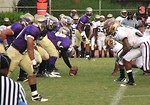 Free Stock Photo: High school football players lined up at the line of scrimmage