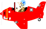 Free Stock Photo: Illustration of a man flying a small red plane