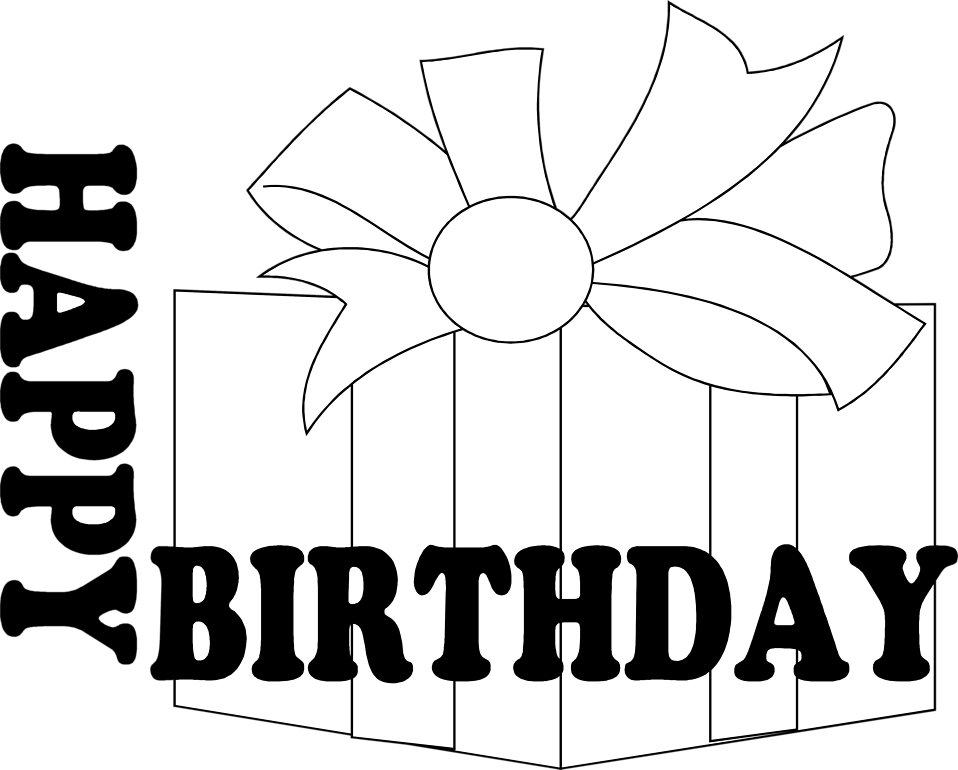 Illustration of a present with happy birthday text.